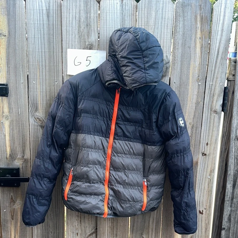 Michael Kors Black Puffer Jacket with Orange Details Size 14